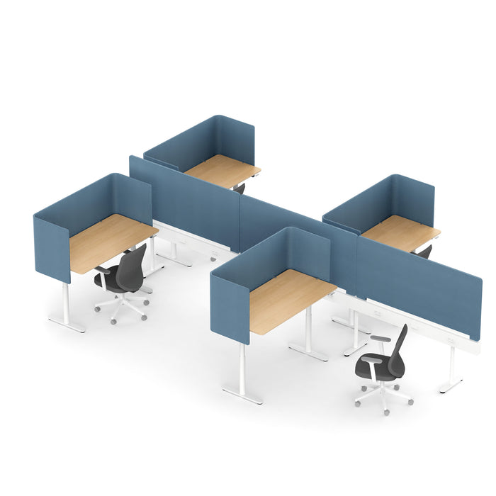 Modern office cubicles with blue partitions and ergonomic chairs (Black-50&quot;)(White-50&quot;)(Black-60&quot;)(White-60&quot;)(Black-100&quot;)(White-100&quot;)(Black-120&quot;)(White-120&quot;)(Black-150&quot;)(White-150&quot;)(Black-180&quot;)(White-180&quot;)
