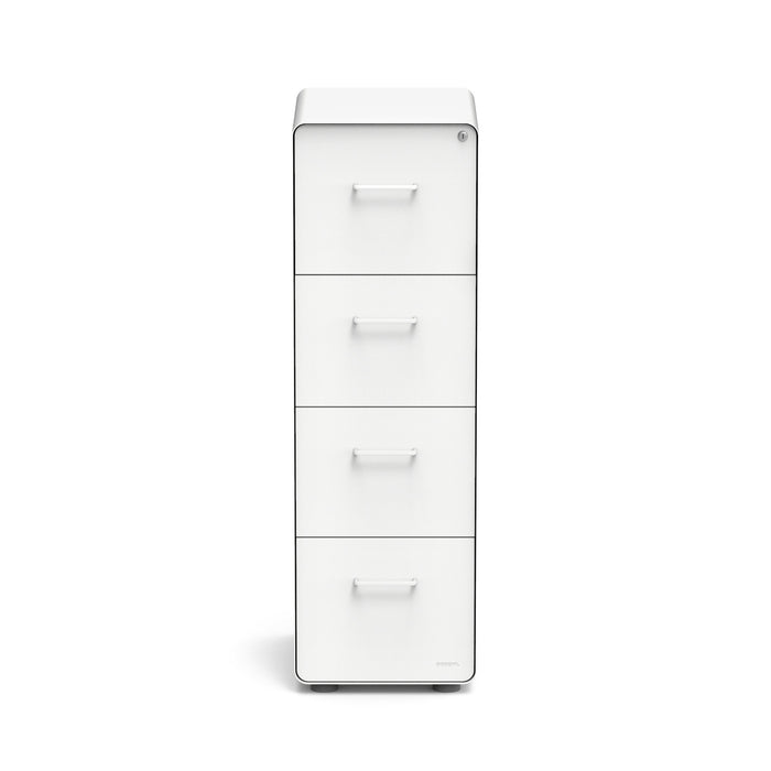 White modern four-drawer filing cabinet on a white background (White)