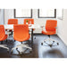 Modern office meeting room with bright orange chairs and white tables. (Orange-Mid Back)