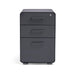 Modern black office filing cabinet with three drawers on a white background. (Charcoal-Charcoal)