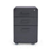 Black rolling three-drawer file cabinet on a white background (Charcoal-Charcoal)