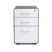 White modern three-drawer office filing cabinet isolated on white background. (White-Charcoal)