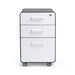 White mobile three-drawer filing cabinet with locking system on a white background. (White-Charcoal)