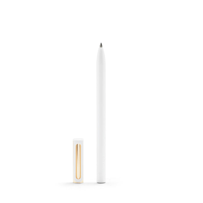 White digital stylus with removable cap on white background. (White-Black)