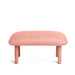 Modern pink upholstered bench with wooden legs isolated on white background. (Blush)