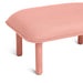 Modern pink upholstered bench with wooden legs on a white background. (Blush)