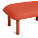 Modern red fabric ottoman with wooden legs on white background (Brick)