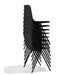 Stack of black modern design chairs on white background. (Black)