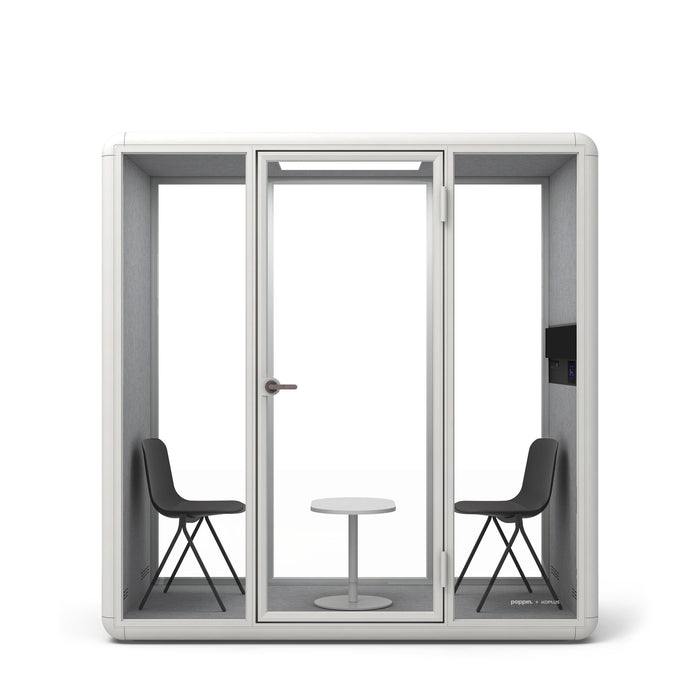 Modern quiet office pod with chairs and table on a white background (Black)