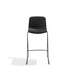 Black modern bar stool with metal legs on a white background. (Black)