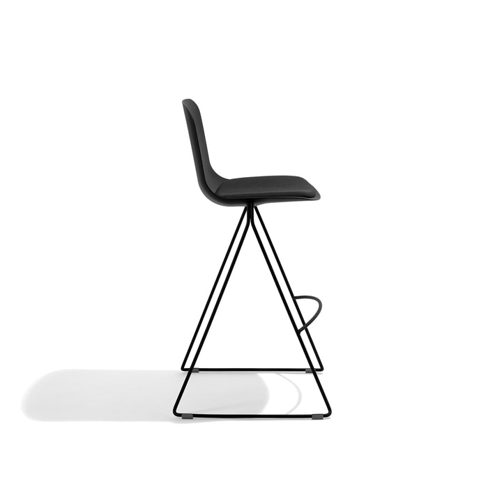 Black modern bar stool with metal legs on white background (Black)