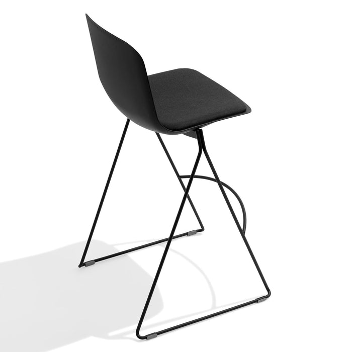 Modern black bar stool with metal legs on a white background (Black)
