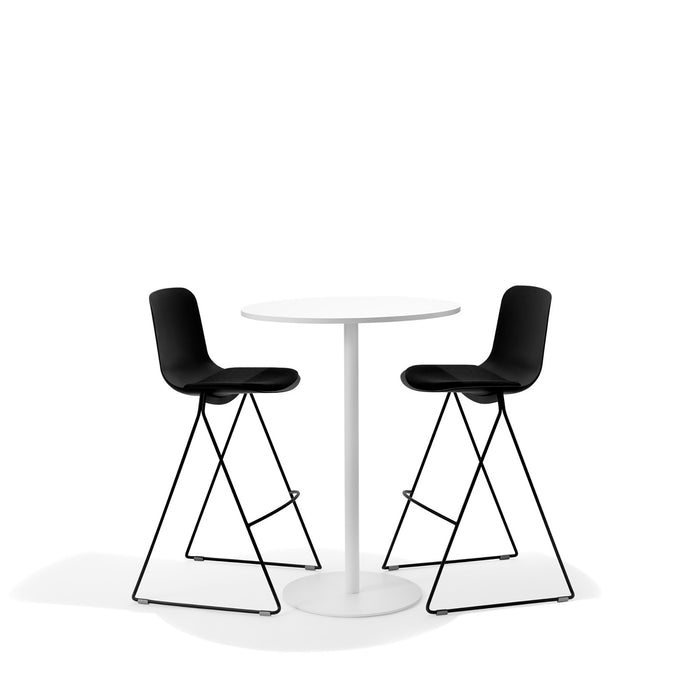Modern black bar stools with white high table on a white background. (Black)