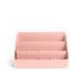 Pink desk organizer with multiple compartments on a white background. (Blush)
