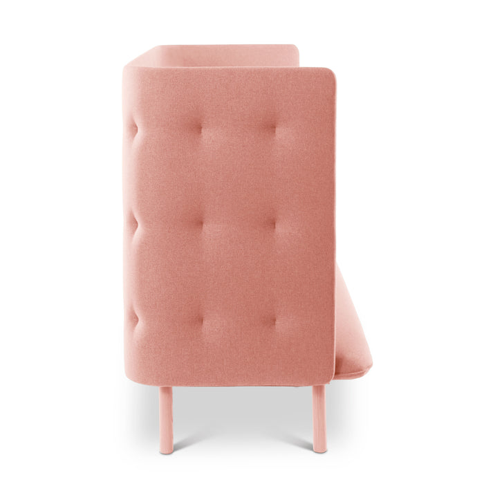 Elegant peach tufted high-back chair isolated on white background. (Blush-Blush)(Blush-Gray)