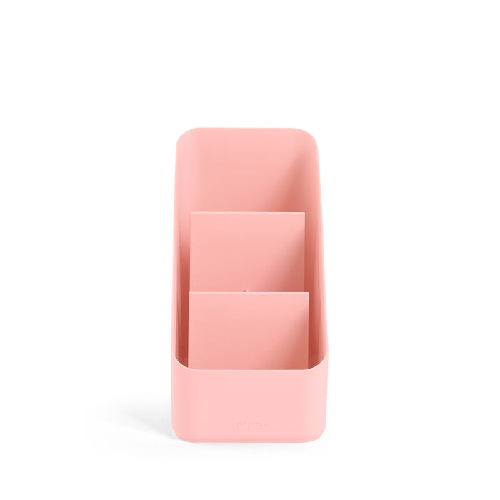 Pink Poppin desktop organizer with multiple compartments on white background. (Blush)