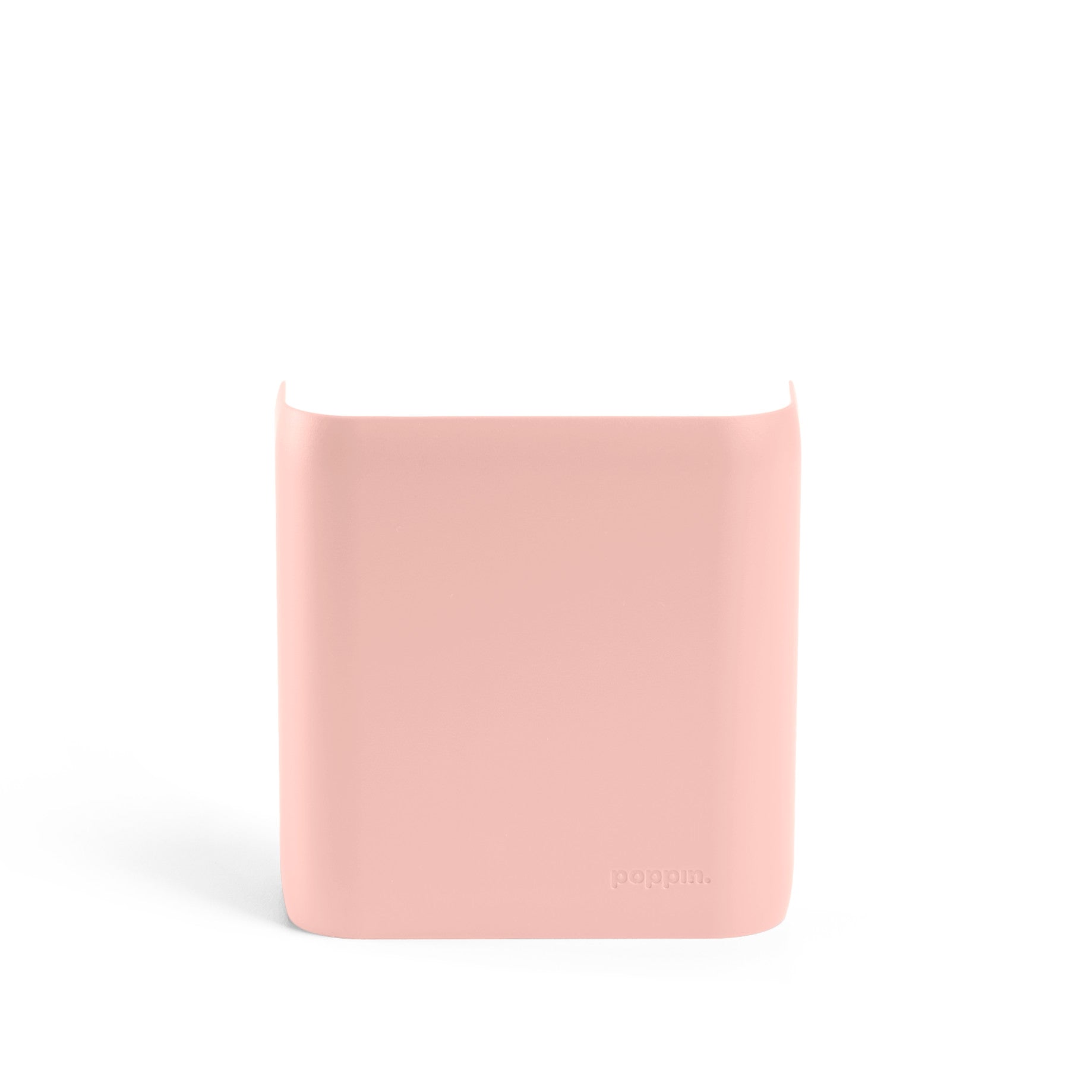 Silicone pocket wallet attachment for smartphone in pastel pink color on white background. (Blush)
