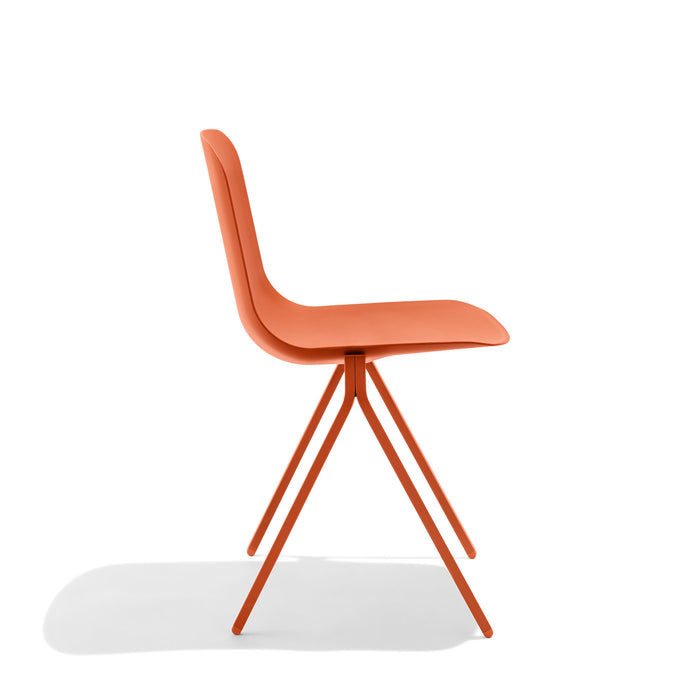 Modern orange chair with metal legs on white background. (Brick)
