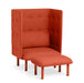Modern orange high-back armchair with ottoman on a white background. (Brick)