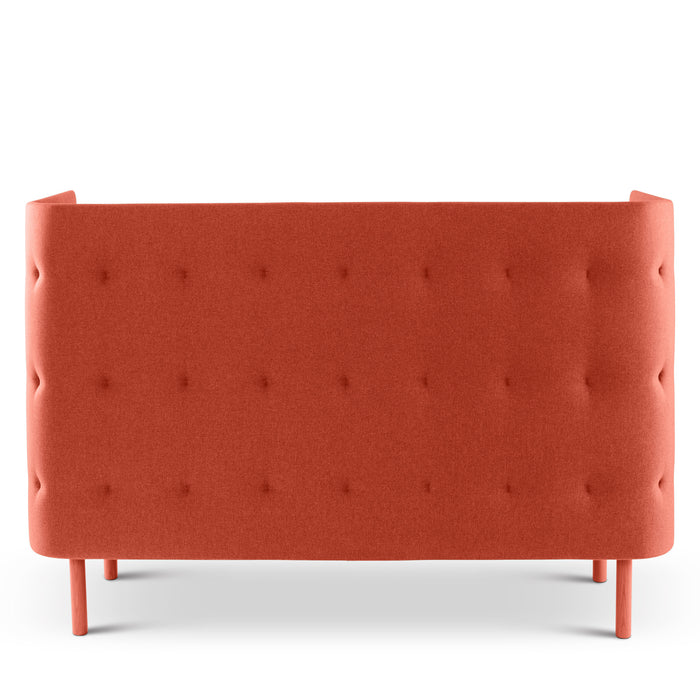 Modern red fabric tufted sofa on white background (Brick-Brick)(Brick-Dark Gray)(Brick-Gray)