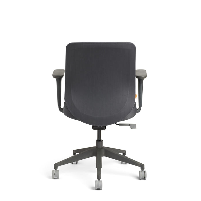 Ergonomic office chair with adjustable armrests on white background (Dark Gray)