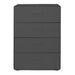 Modern black office filing cabinet with four drawers on white background. (Charcoal)