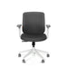 Ergonomic gray office chair with adjustable armrests and white base on a (Dark Gray-Mid Back)