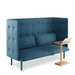 Blue tufted office sofa with side laptop table on a white background. (Dark Blue-Dark Blue)(Dark Blue-Dark Gray)(Dark Blue-Gray)