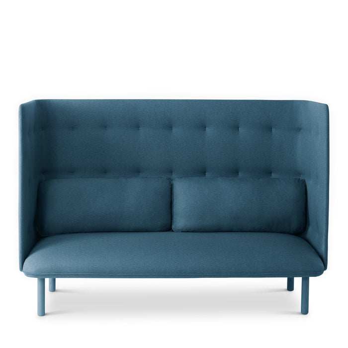 Modern blue fabric sofa with tufted backrest isolated on white background. (Dark Blue-Dark Blue)(Dark Blue-Dark Gray)(Dark Blue-Gray)