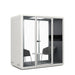 Modern office pod with chairs and soundproof walls on white background. (Dark Gray)