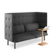 Modern black tufted office sofa with side laptop table on white background (Dark Gray-Dark Gray)(Dark Gray-Brick)(Dark Gray-Dark Blue)(Dark Gray-Teal)