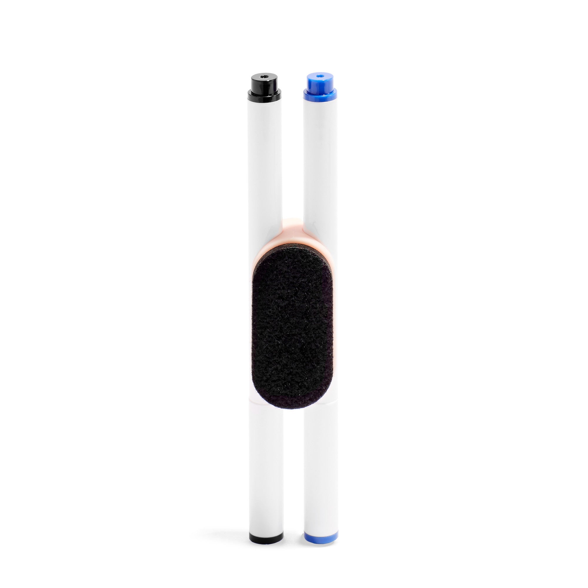 Two Poppin brand markers with caps on a white background. (Blush)