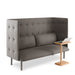 Gray tufted high-back loveseat with side laptop table on white background. (Gray-Gray)(Gray-Blush)(Gray-Brick)(Gray-Dark Blue)(Gray-Dark Gray)