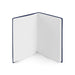 Open notebook with blank lined pages on white background. (Lagoon)