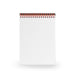 Blank spiral notebook with lined paper standing on white background. (Lagoon)