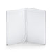 Open blank lined notebook with white cover on a white background. (White)