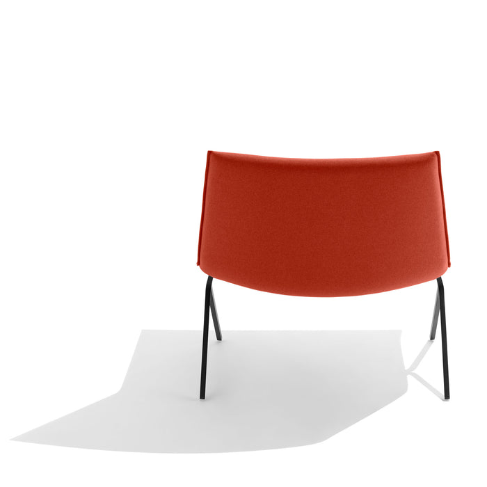 Modern red fabric lounge chair with black legs on white background (Brick-Black)