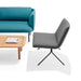 Modern living room furniture arrangement with blue sofa, gray accent chair, and wooden coffee table (Dark Gray-Black)