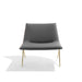 Modern gray fabric lounge chair with gold metal legs on white background. (Dark Gray-Brass)