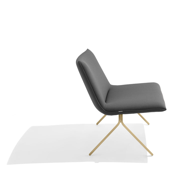 Modern gray lounge chair with metal legs on white background (Dark Gray-Brass)