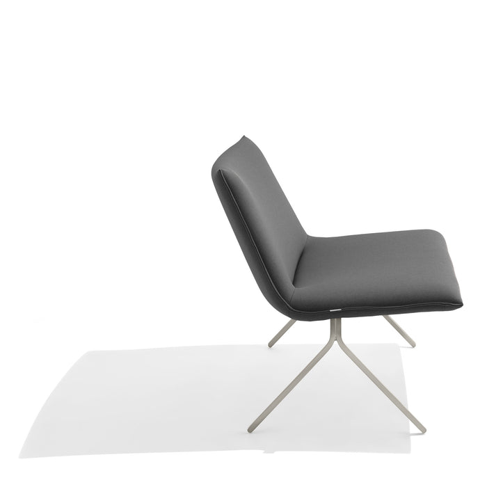 Modern black lounge chair on white background with shadow. (Dark Gray-Nickel)