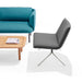 Modern living room furniture set with blue sofa, gray chair, and wooden coffee table. (Dark Gray-Nickel)