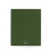 Green spiral-bound notebook on a white background. (Olive)