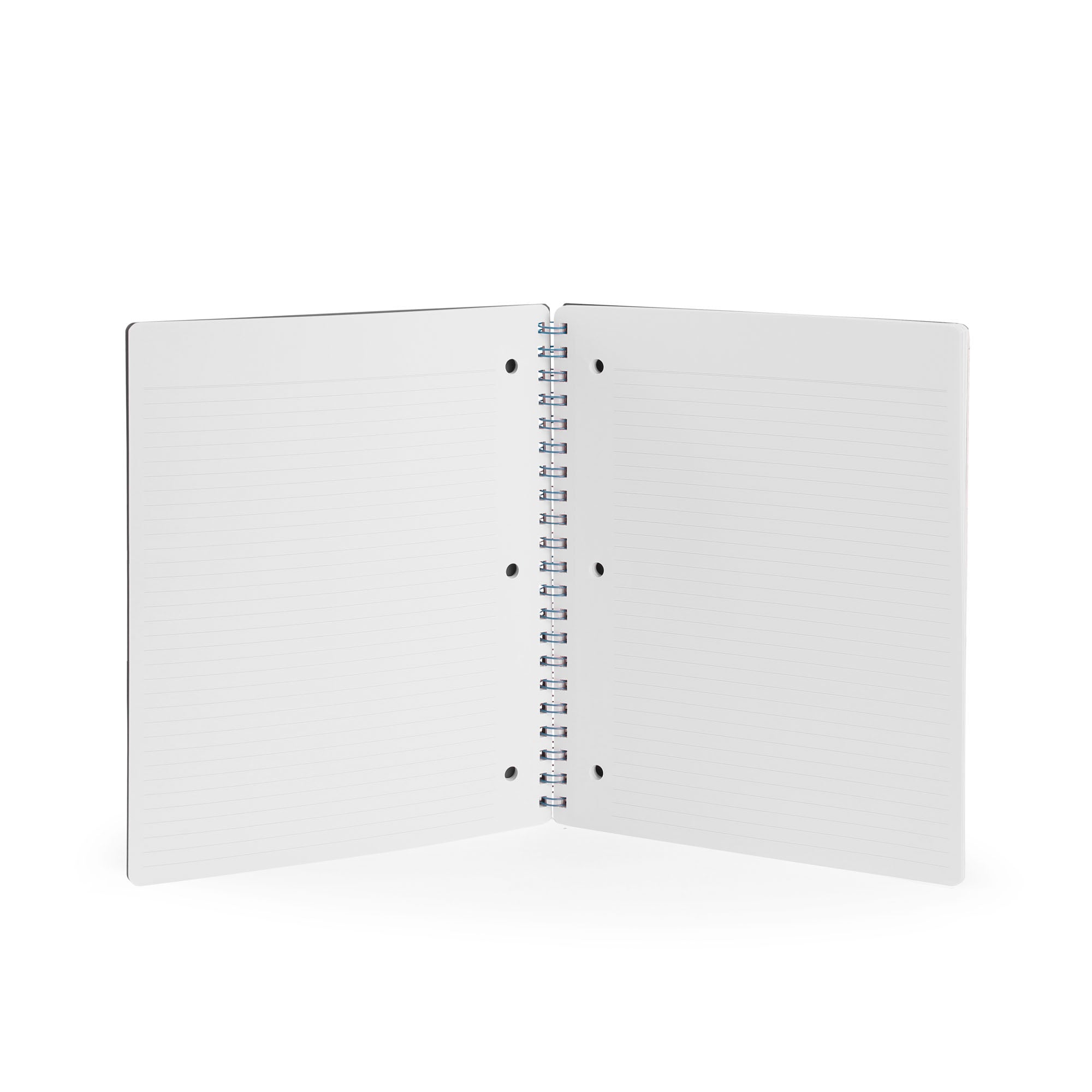 Green spiral notebook with white text isolated on white background. (Olive)