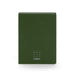 Green notebook with "work happy" inscription on cover against a white background. (Olive)