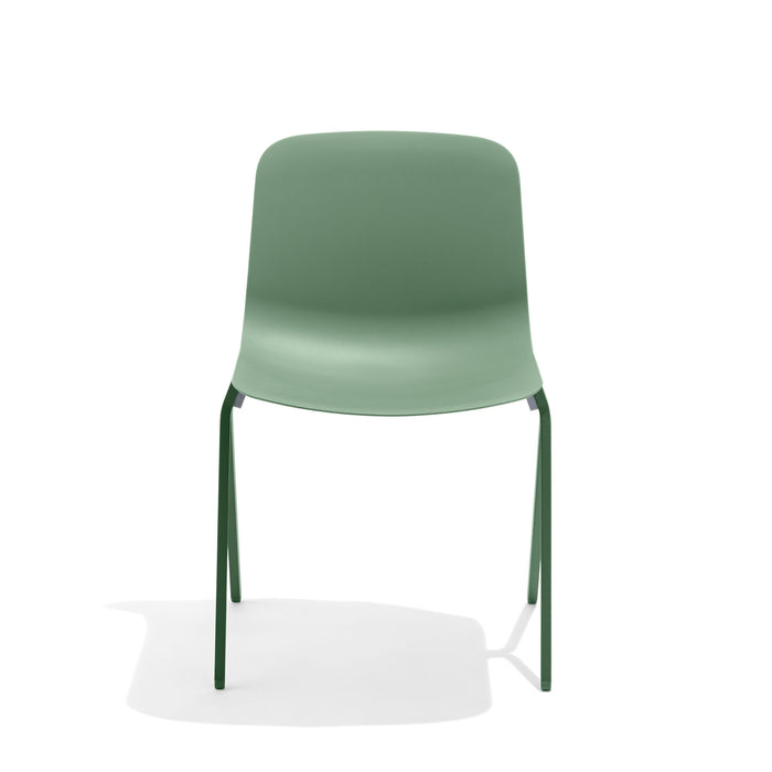 Green modern design plastic chair isolated on white background. (Sage)