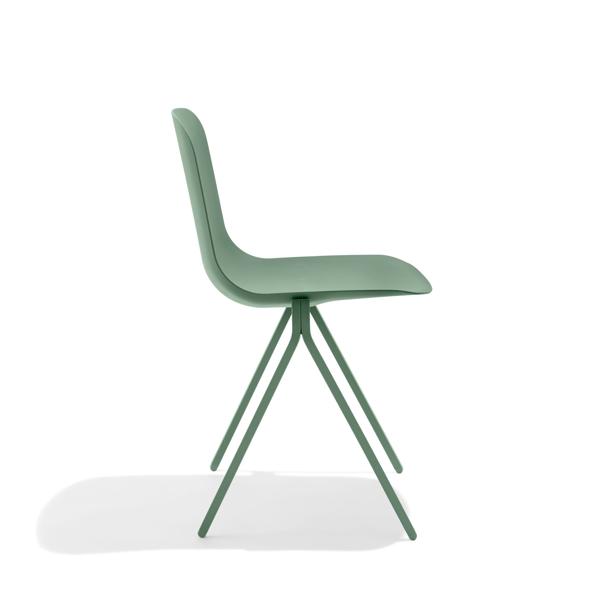 Modern green chair with metal legs on white background (Sage)
