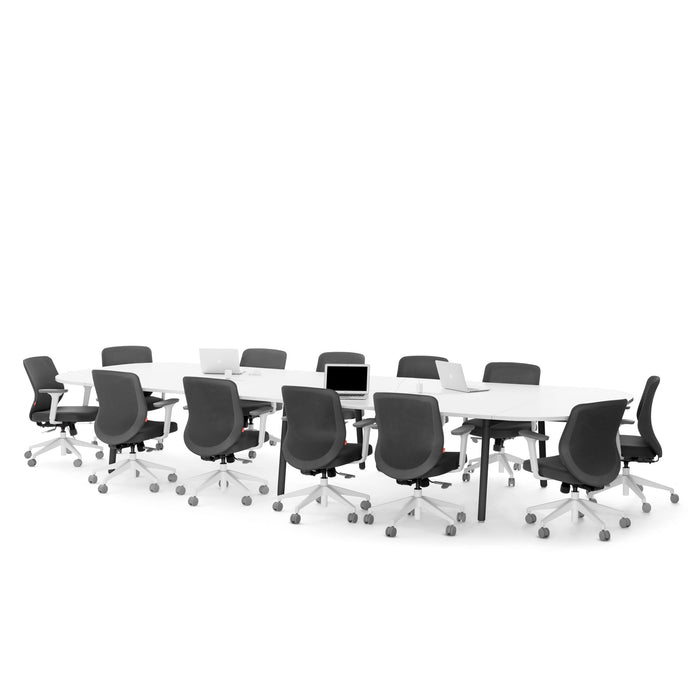 Modern office conference table with chairs on white background (White-180&quot;)
