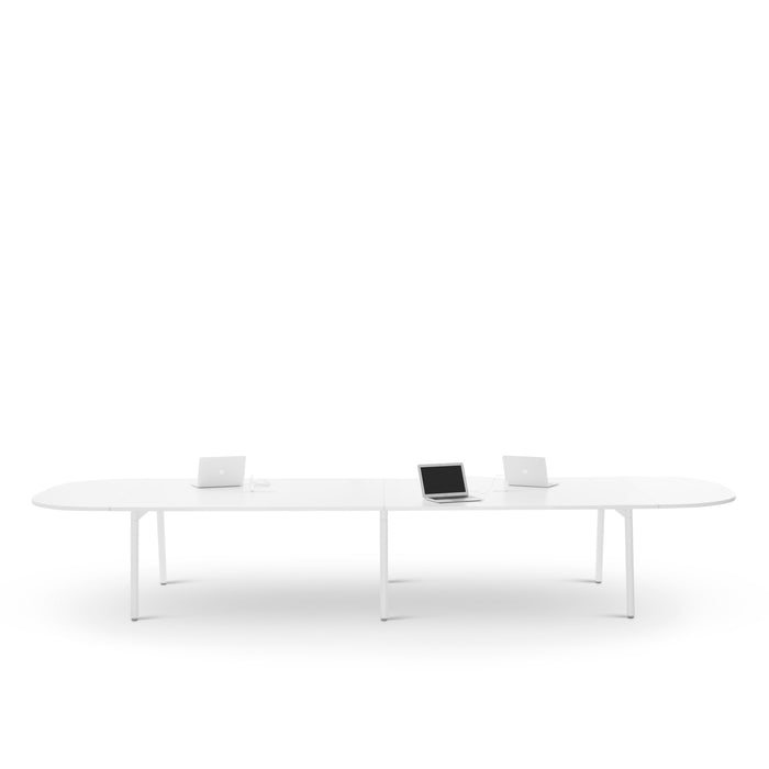 Modern white office table with laptops on an isolated background (White-180&quot;)