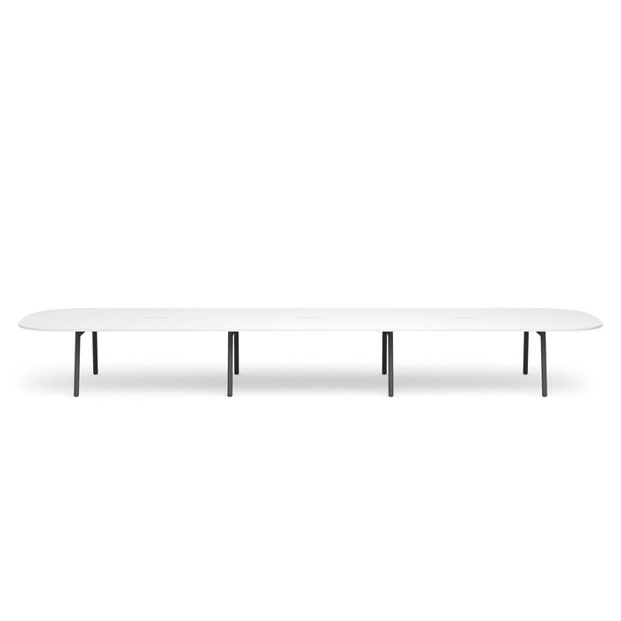 Minimalist white oval conference table on a white background (White-246&quot;)